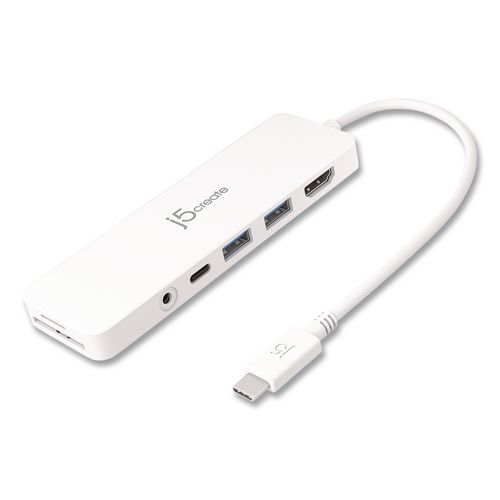 Multi-Port Hub for USB-C Enabled Laptops, 4-Port, White