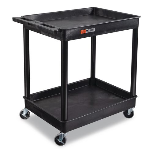 ENDURA Two-Shelf Utility Cart, Plastic, 400 lb Capacity, 32 x 24 x 37.5. Black