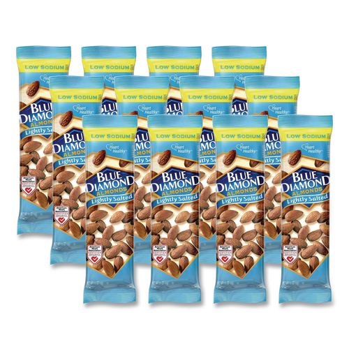 Low Sodium Lightly Salted Almonds, 1.5 oz Tube, 12 Tubes/Carton