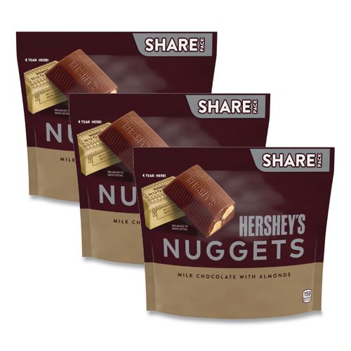 Nuggets Share Pack, Milk Chocolate with Almonds, 10.1 oz Bag, 3/Pack