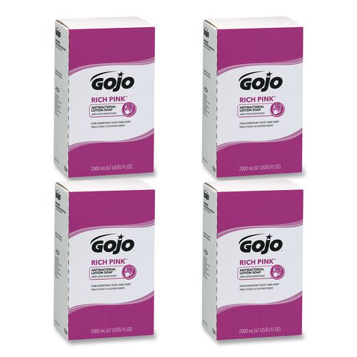 RICH PINK Antibacterial Lotion Soap Refill, Floral Scent, 2,000 mL, 4/Carton