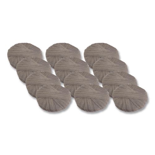 Radial Steel Wool Pads, Grade 00 (Very Fine): Cleaning and Polishing, 20" Diameter, Gray, 12/Carton