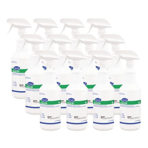 Alpha-HP Multi-Surface Disinfectant Cleaner Spray Bottle, 32 oz, White, 12/Carton