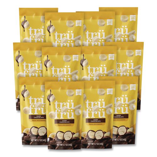 Hyper-Dried Grab and Go Dried Bananas in Dark Chocolate, 1.7 oz Packet, 12/Carton
