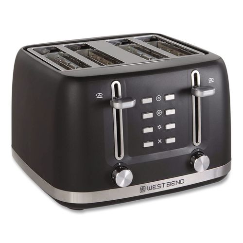West Bend Four-Slice Toaster, 10.16 x 11.42 x 7.28, Black