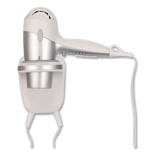 Hospitality GreenSense Mid-Sized Wall Mount Adjustable Wattage Hair Dryer, 1,200/1,500 W, White/Silver