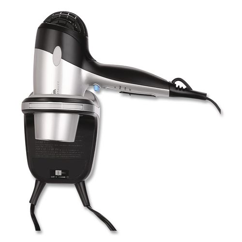 Hospitality GreenSense Adjustable Wattage Wall Mounted Hair Dryer with Nightlight, 1,200 W/1,500 W, Black/Silver