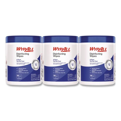 Disinfecting Wipes, 1-Ply, 5.16 x 8.5, Fresh Scent, White, 185 Sheets/Canister, 3 Canisters/Carton
