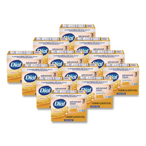 Advanced Clean Antibacterial Deodorant Bar Soap, Gold Scent, 4 oz, 3/Pack, 4 Packs/Carton