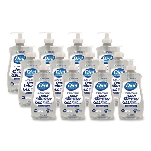 Gel Antibacterial Hand Sanitizer, 11 oz Pump Bottle, Fragrance-Free, 12/Carton