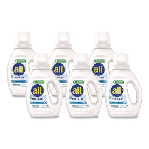 Free Clear HE Laundry Detergent, 24 Loads, Unscented, 30 oz Bottle, 6/Carton