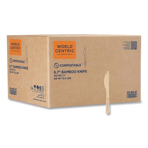 Bamboo Cutlery, Knife, Paper, Natural, 2,000/Carton