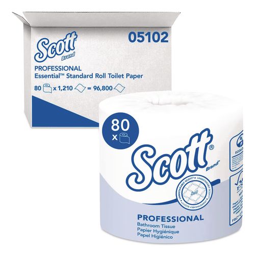 Essential Standard Roll Bathroom Tissue for Business, Septic Safe, 1-Ply, White, 1,210 Sheets/Roll, 80 Rolls/Carton