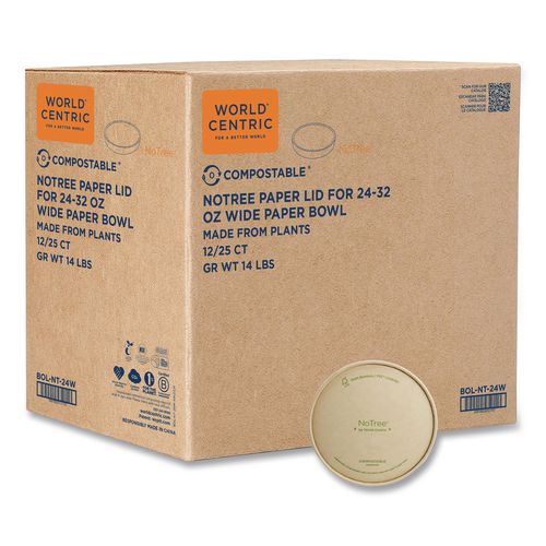 Paper Lids for Bowls. 5.9" Diameter, Natural, 300/Carton