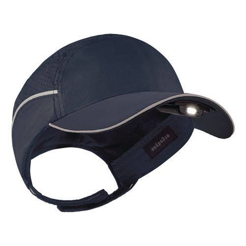 Skullerz 8965F(x) Bump Cap Hat - Rechargeable LED Light, One Size Fits Most (Up to 7.5), Long Hat, Navy