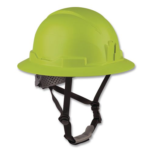 Skullerz 8963 Full Brim Class E Safety Helmet, Full Brim, 6-Point Ratchet Suspension, One Size Fits Most, (6.5 to 8), Lime