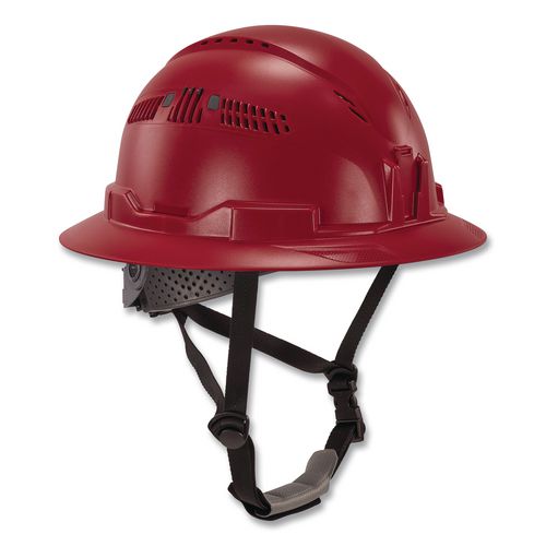 Skullerz 8964-MIPS Full Brim Safety Helmet with MIPS Protection - Type 2, Class C, Vented, 6-Point Ratchet Suspension, Red