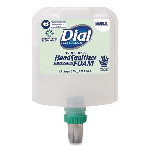 Antibacterial Foaming Hand Sanitizer Refill for Dial 1700 V Dispenser, 1.2 L, Fragrance Free, 3/Carton