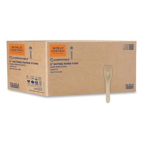 NoTree Cutlery, Light Mediumweight, Fork, Paper, Natural, 1,000/Carton