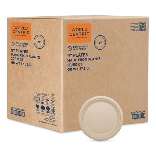 Fiber Plates, Paper, 9.1" dia, Natural, 1,000/Carton