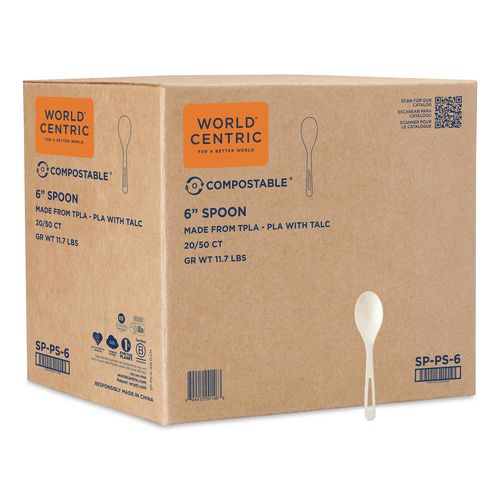 TPLA Bulk Cutlery, Spoon, Plastic, Light Beige, 1,000/Carton