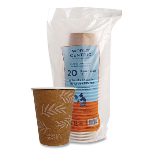 Paper Hot Cups, 12 oz, Natural, 20/Pack