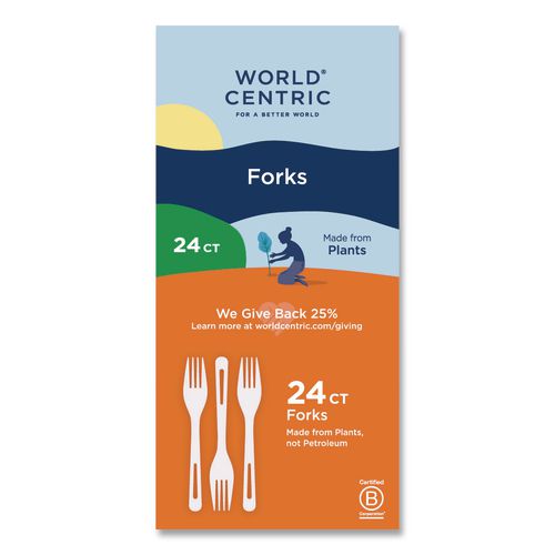 TPLA Cutlery, Medium Heavyweight, Fork, Plastic, Light Beige, 24/Pack