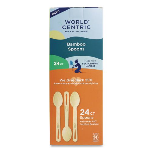 Bamboo Cutlery, Medium Heavyweigh, Spoon, Paper, Natural, 24/Pack