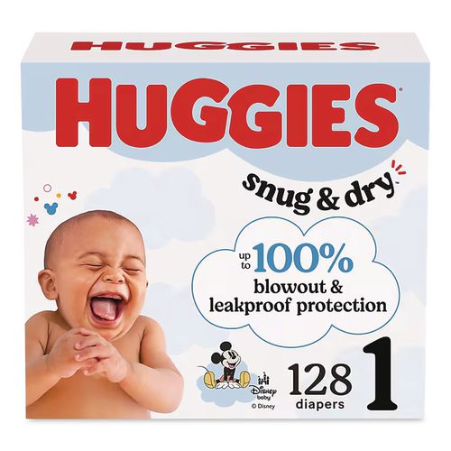 Snug and Dry Diapers, Size 1, 8 lbs to 14 lbs, 128/Carton