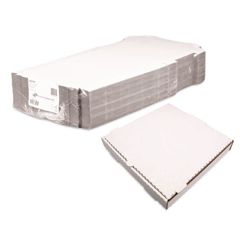 Lock-Corner Pizza Boxes, 12 x 12 x 1.75, White/Kraft, Paper, 50/Carton