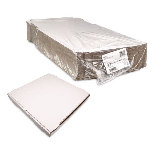 Lock-Corner Pizza Boxes, 14 x 14 x 1.75, White/Kraft, Paper, 50/Carton