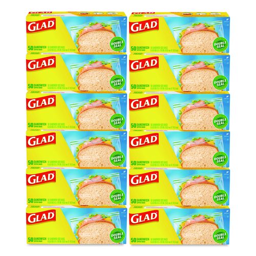 Zipper Food Storage Plastic Sandwich Bags, 6.63 x 5.88, Clear, 50 Bags/Box, 12 Boxes/Carton
