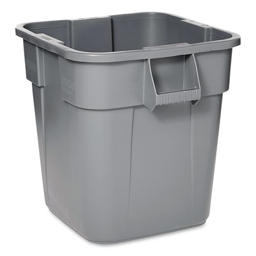 Rubbermaid® Commercial Square Brute Container, 28 gal, Polyethylene, Gray ;