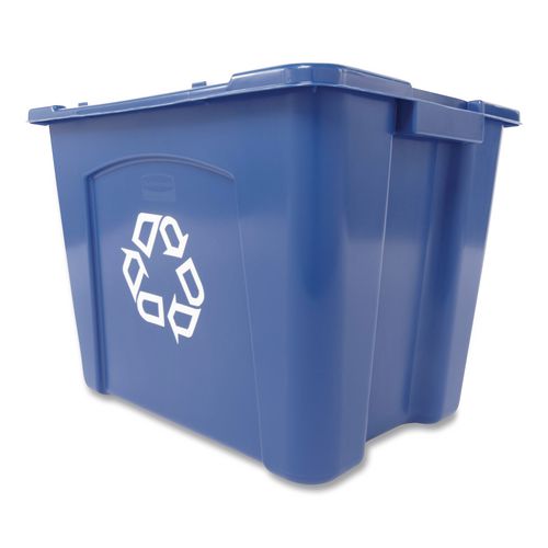 Rubbermaid® Commercial Stacking Recycle Bin, 14 gal, Polyethylene, Blue ;