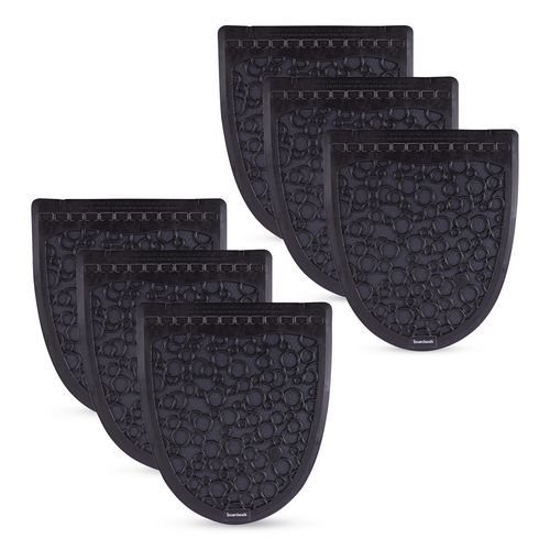 Boardwalk® Disposable Urinal Floor Mat 2.0, Shield-Shaped, Black/Gray Slip-Resistant Surface, 17.5" x 20", 6/Carton ;