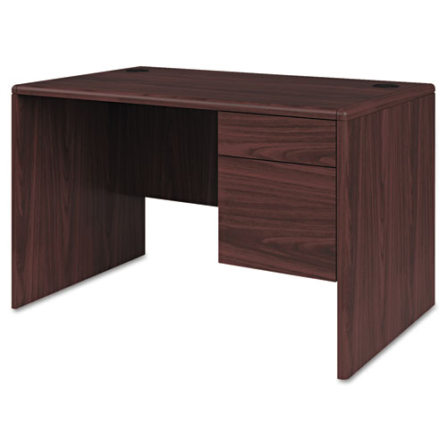 HON® 10700 Series Single Pedestal Desk with Three-Quarter Height Right Pedestal, 48" x 30" x 29.5", Mahogany
