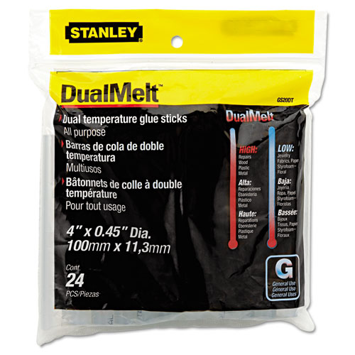 Dual Temperature Glue Sticks, 0.45" x 4", Dries Clear, 24/Pack | by Plexsupply