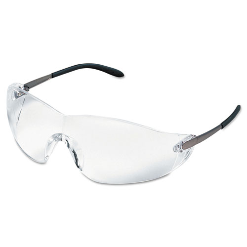 Image of Mcr™ Safety Blackjack Wraparound Safety Glasses, Chrome Plastic Frame, Clear Lens