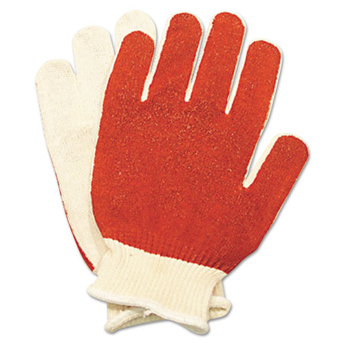 Smitty Nitrile Palm Coated Gloves, White/red, Medium, 12 Pairs
