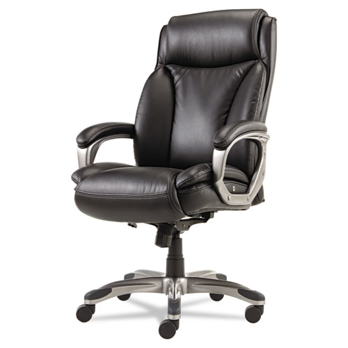 Image of Alera Veon Series Executive High-Back Bonded Leather Chair, Supports Up to 275 lb, Black Seat/Back, Graphite Base
