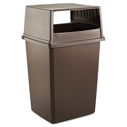Image of Rubbermaid® Commercial Glutton Receptacle, Hooded Top Without Door, Rectangular, 23W X 26.63D X 13H, Brown