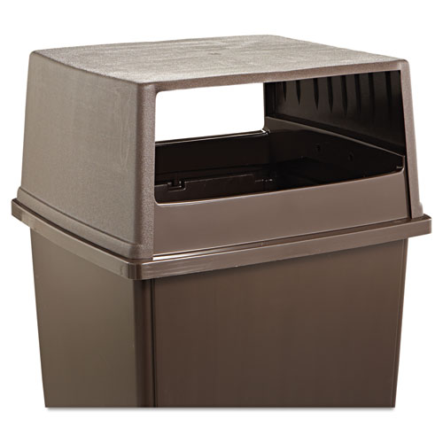 Image of Rubbermaid® Commercial Glutton Receptacle, Hooded Top Without Door, Rectangular, 23W X 26.63D X 13H, Brown