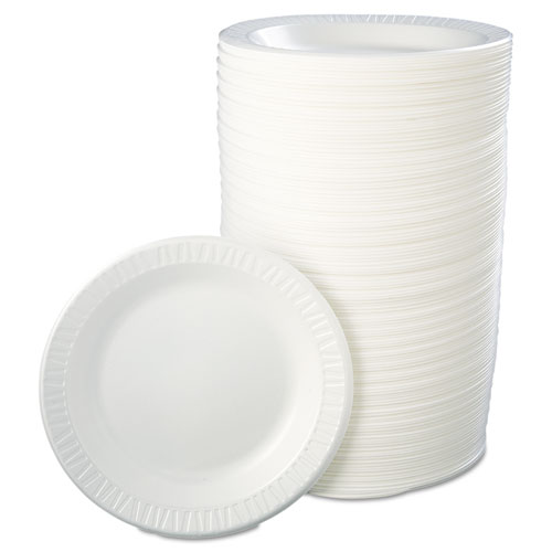 Quiet Classic Laminated Foam Dinnerware, Plate, 10.25" dia, White, 125/Pack, 4 Packs/Carton