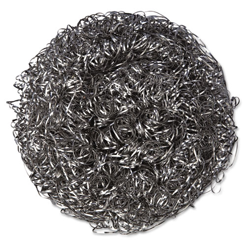 Kurly Kate® Stainless Steel Scrubbers, Large, 4 x 4, Steel Gray, 12 Scrubbers/Pack, 6 Packs/Carton