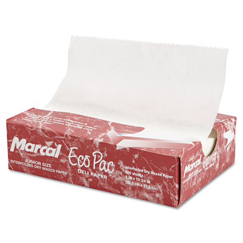 Marcal® Eco-Pac Natural Interfolded Dry Wax Paper, 8" x 10.75", 500/Box, 12 Boxes/Carton