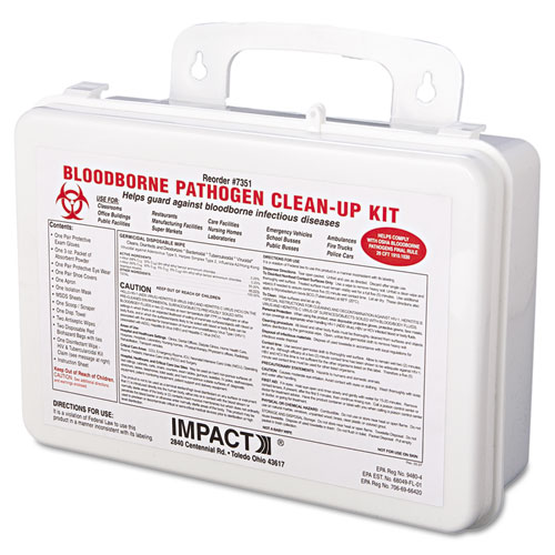 Bloodborne Pathogen Cleanup Kit, 10 x 7 x 2.5, OSHA Compliant, Plastic Case