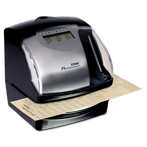 Image of Acroprint® Es900 Atomic Electronic Payroll Recorder, Time Stamp And Numbering Machine, Digital Display, Black