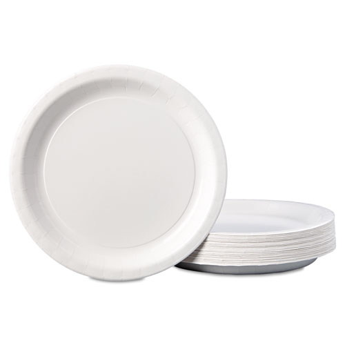 Coated Paper Dinnerware, Plate, 9", White, 50/pack, 10 Packs/carton