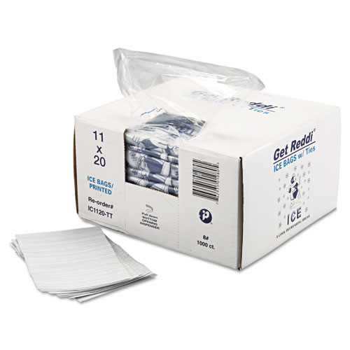 Image of Ice Bags, 1.5 mil, 11" x 20", Clear, 1,000/Carton