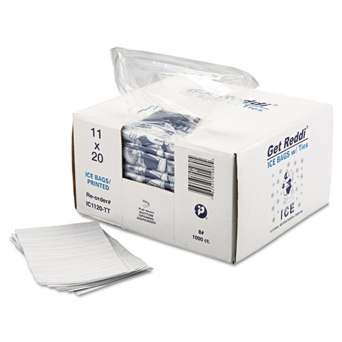 Ice Bags, 1.5 mil, 11" x 20", Clear, 1,000/Carton